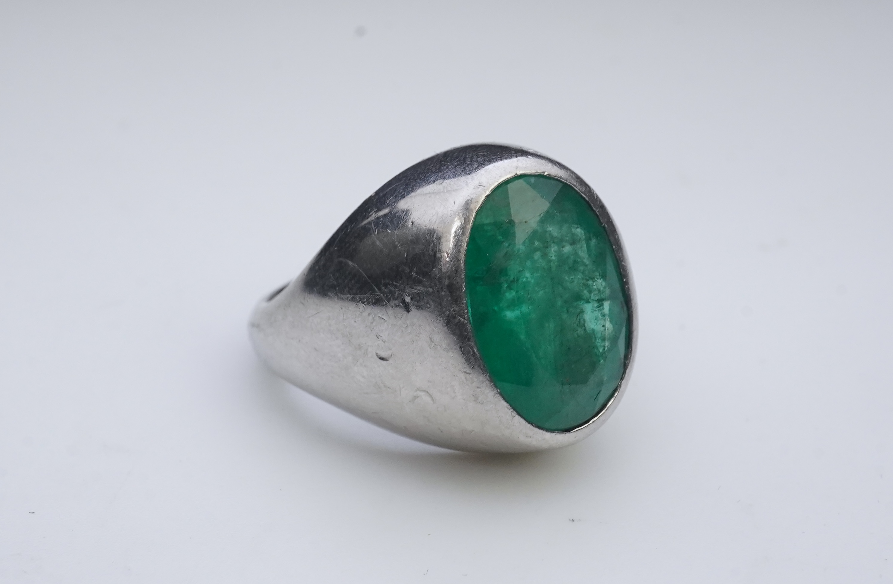 An emerald signet ring